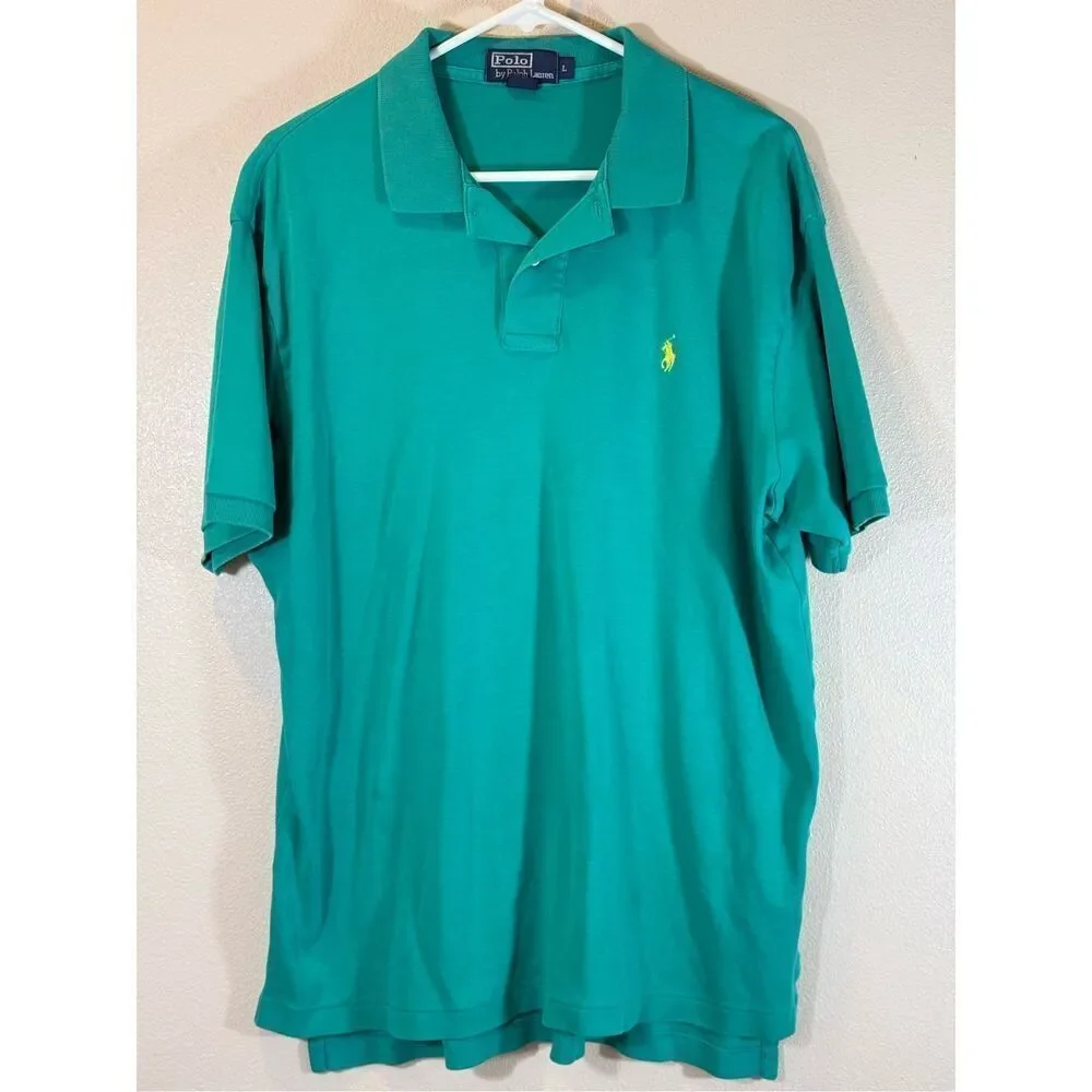 Vintage Polo Ralph Lauren Custom Fit Teal with Yellow Horse Men's Large